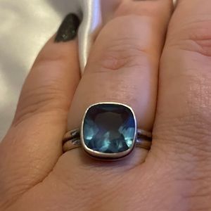 Blue stone sterling stamped 925 ring 7.5